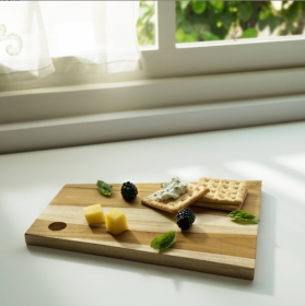 Handmade Teak Wood Cheese Bread Board Asym