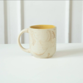 Handcrafted 7oz Beige Ceramic Coffee Mug