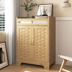 Coffee Bar Cabinet, Modern Farmhouse Buffet Sideboard with Drawer and Adjustable Shelf, Barn Door Storage Cabinet for Kitchen, Dining Room, Bathroom
