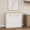 Two Drawers and Two-Compartment Tilt-Out Trash Cabinet Kitchen Trash Cabinet-White