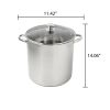 Stainless Steel 16-Quart Stock Pot with Glass Lid, Induction Compatible, Stainless Steel, Dishwasher Safe