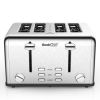Toaster 4 Slice, Stainless Steel Extra-Wide Slot Toaster with Dual Control Panels of Bagel/Defrost/Cancel Function, 6 Toasting Bread Shade Settings