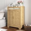 Coffee Bar Cabinet, Modern Farmhouse Buffet Sideboard with Drawer and Adjustable Shelf, Barn Door Storage Cabinet for Kitchen, Dining Room, Bathroom