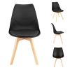 Mid Century Modern Dining Chairs, with Wood Legs, Armless Kitchen Chairs, Shell Lounge Plastic Side Chair with Soft Padded Kitchen, Dining Room