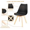 Mid Century Modern Dining Chairs, with Wood Legs, Armless Kitchen Chairs, Shell Lounge Plastic Side Chair with Soft Padded Kitchen, Dining Room