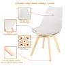 Mid Century Modern Dining Chairs, with Wood Legs, Armless Kitchen Chairs, Shell Lounge Plastic Side Chair with Soft Padded Kitchen, Dining Room