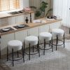 24" Tall, Round Bar Stools, Set of 2 - Contemporary upholstered dining stools for kitchens