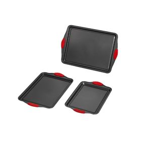Nonstick Baking Pan Set 3-Piece for Household Cooking (Type: Bakeware, Color: Black & Red)