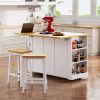 53 inch Large Kitchen Island with Drop Leaf,Power Outlet,Door Internal Storage Rack